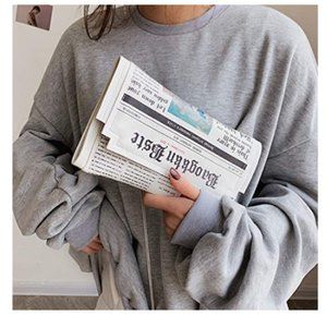 Fashion Newspapers Handbag, Envelope Clutch,